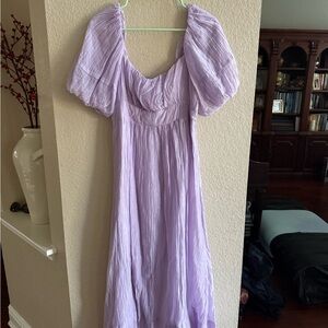 Showpo Purple Maxi Sundress with Puff Sleeves
